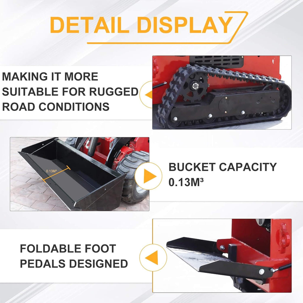Heavy-Duty 13.5HP Mini Crawler Skid Steer Loader With Bucket (SAK39052)