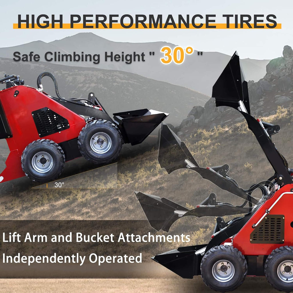Heavy-Duty 13.5HP Mini Gas Skid Steer Loader With Wide Bucket (SAK69105)