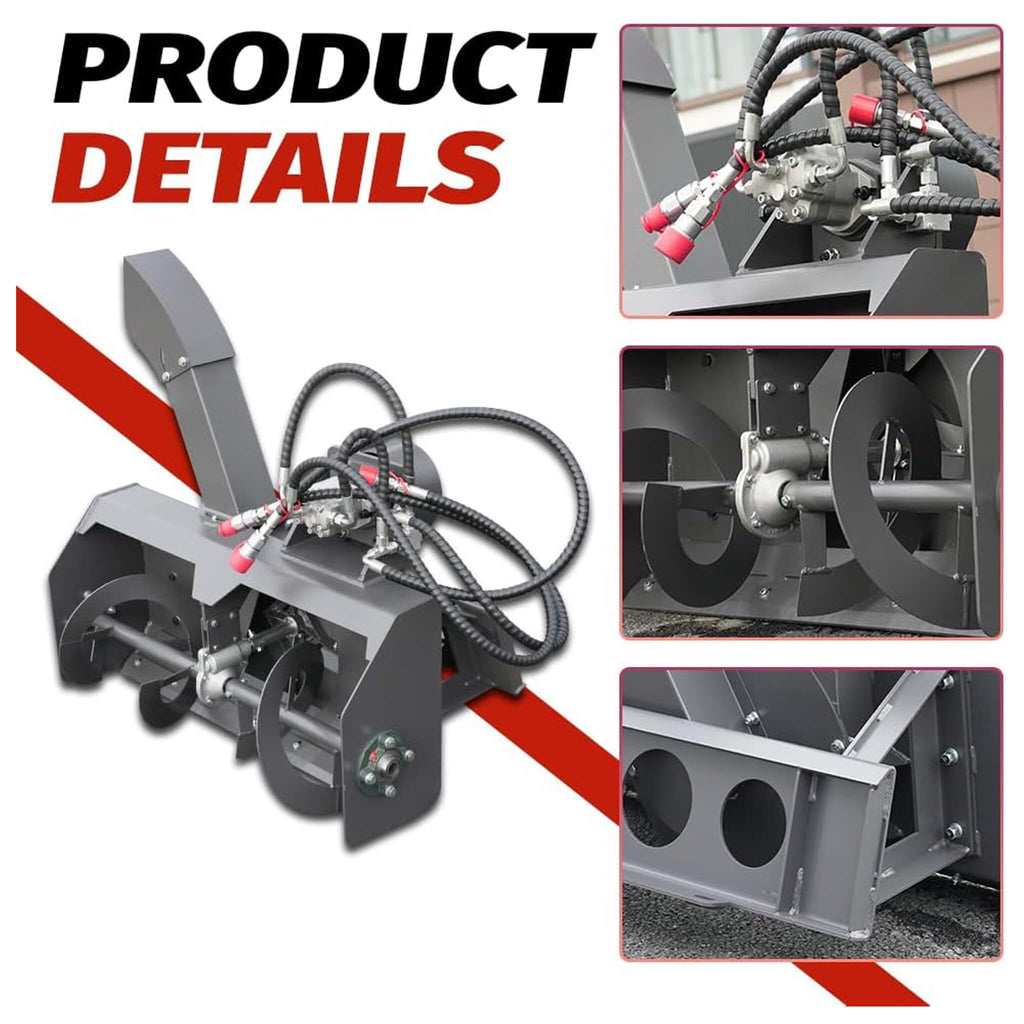Heavy-Duty 23-Inch Skid Steer Snow Blower Attachment With Directional Chute (SAK94301)