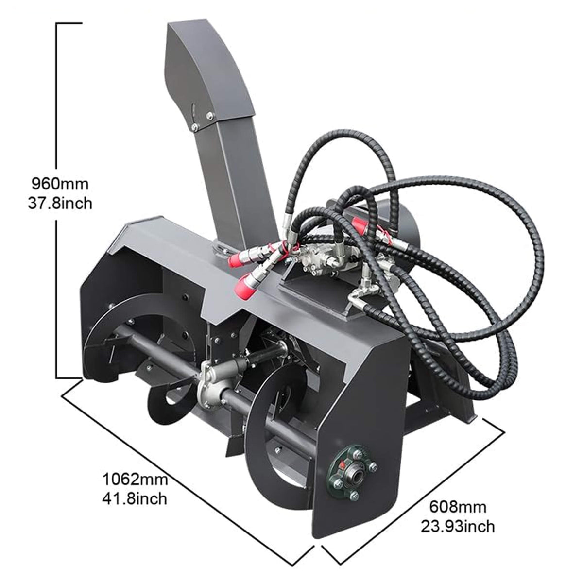 Heavy-Duty 23-Inch Skid Steer Snow Blower Attachment With Directional Chute (SAK94301)