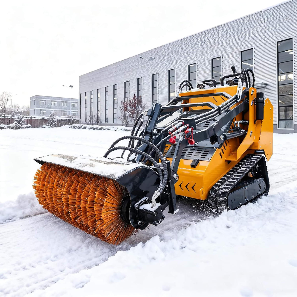 Heavy-Duty 41-Inch Hydraulic Skid Steer Broom Sweeper Attachment With Angle Tilt (SAK20963)