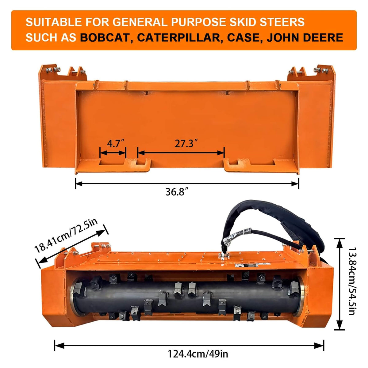 Heavy-Duty 60-Inch Hydraulic Skid Steer Loader Forestry Mulcher Attachment (SAK76249)