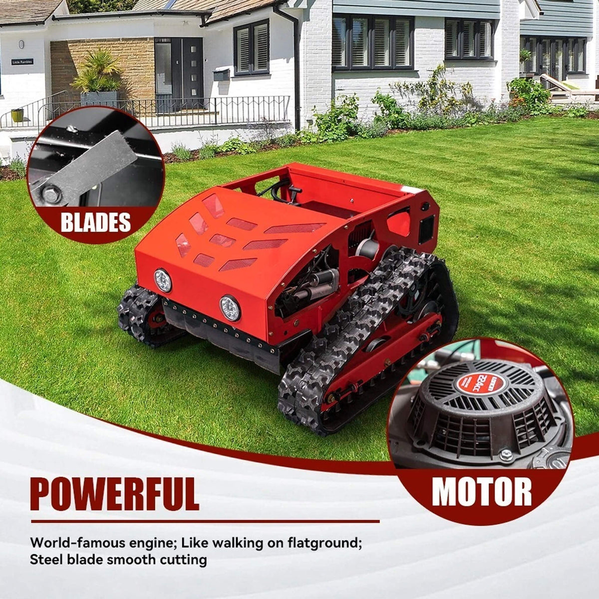 OVK Heavy-Duty Industrial Remote-Controlled Lawn Mower With Adjustable Cutting Height (SAK71239)
