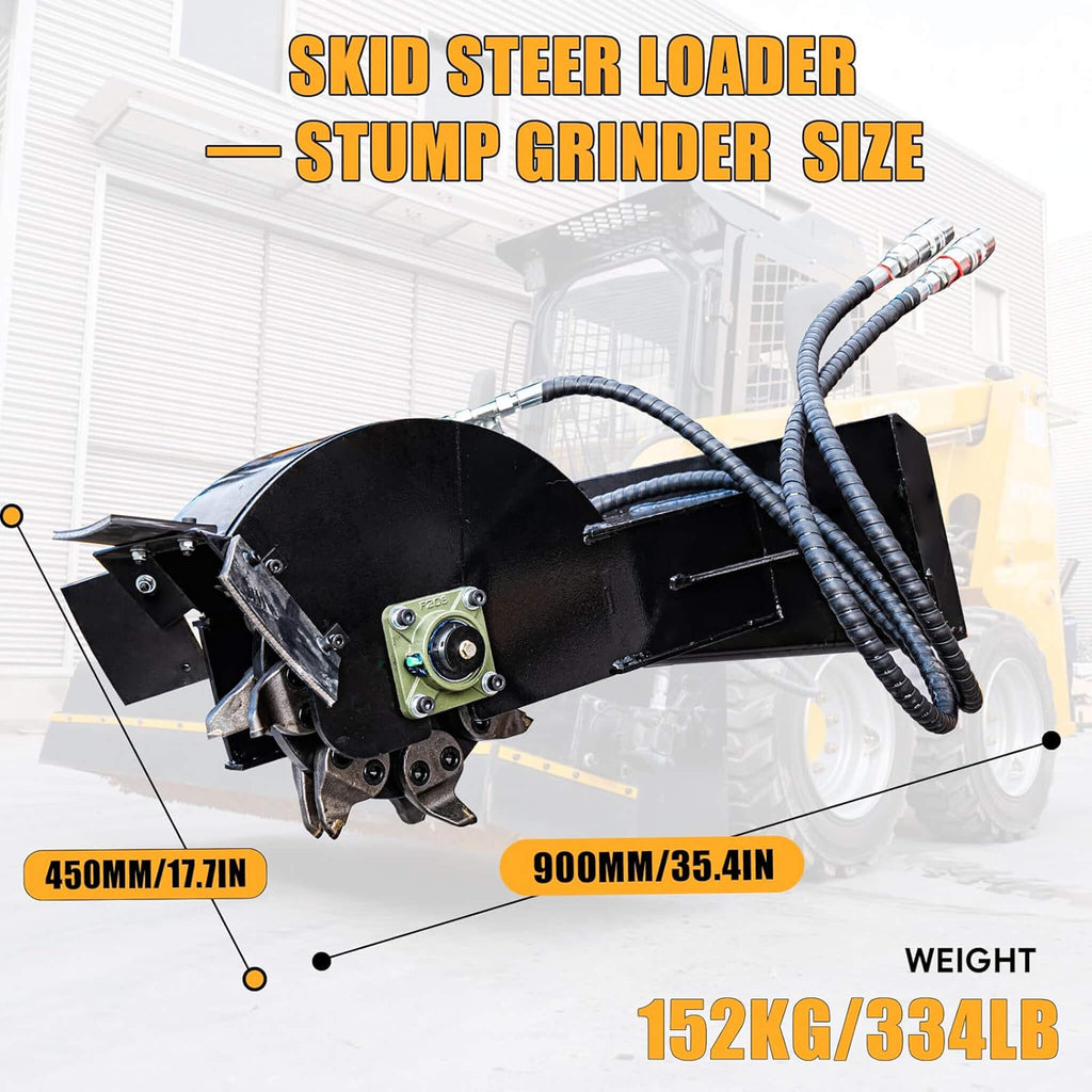 Heavy-Duty Mini Skid Steer Stump Grinder Attachment With Carbide Steel Teeth (SAK57481)