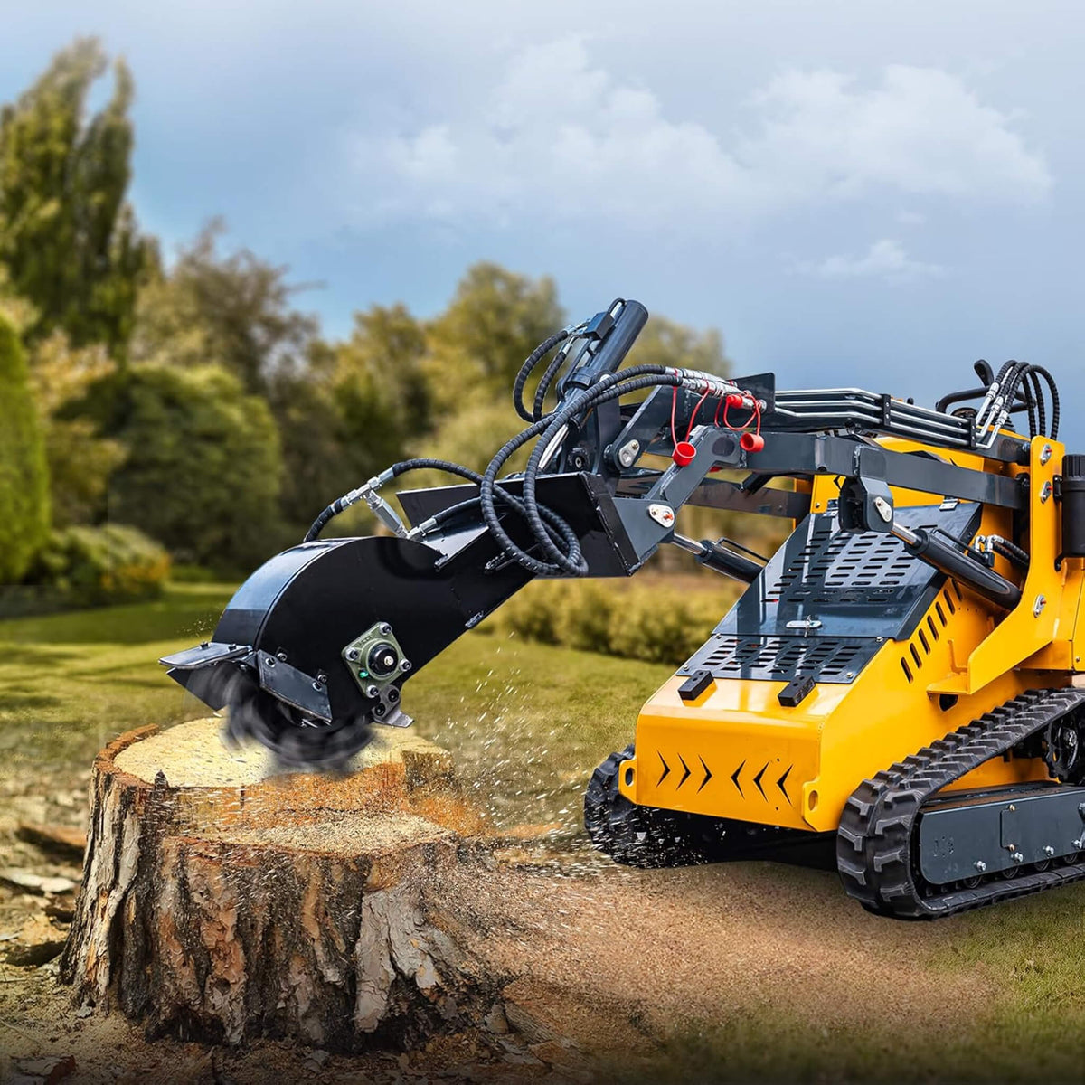 Heavy-Duty Mini Skid Steer Stump Grinder Attachment With Carbide Steel Teeth (SAK57481)