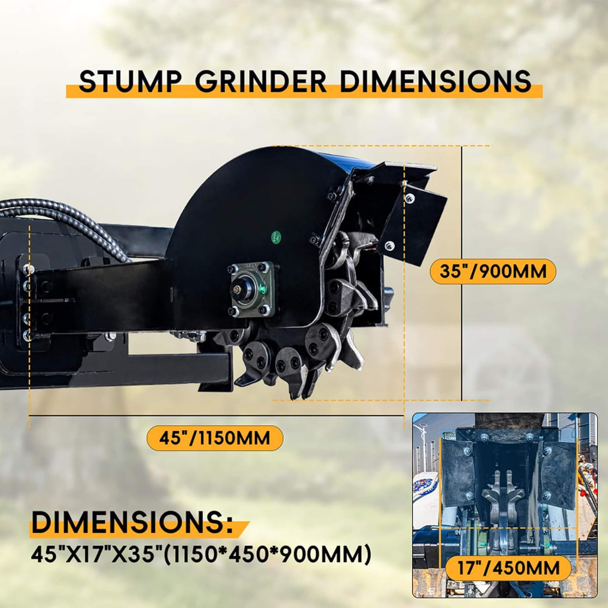 Heavy-Duty Skid Steer Stump Grinder Attachment With High-Speed Cutting Wheel (SAK52096)