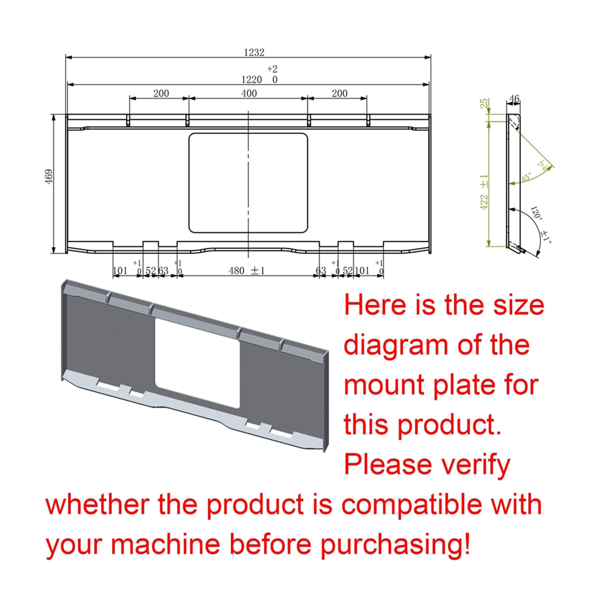 Heavy-Duty Universal Skid Steer Backhoe Digger Bucket Attachment With Universal Quick Attach Plate (SAK26714)